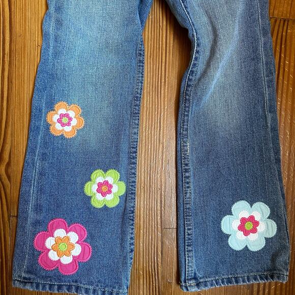 Floral Embroidered Kids Denim Jeans - Picture 3 of 4